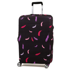 Чехол для чемодана RW1106-M Перья на черн.